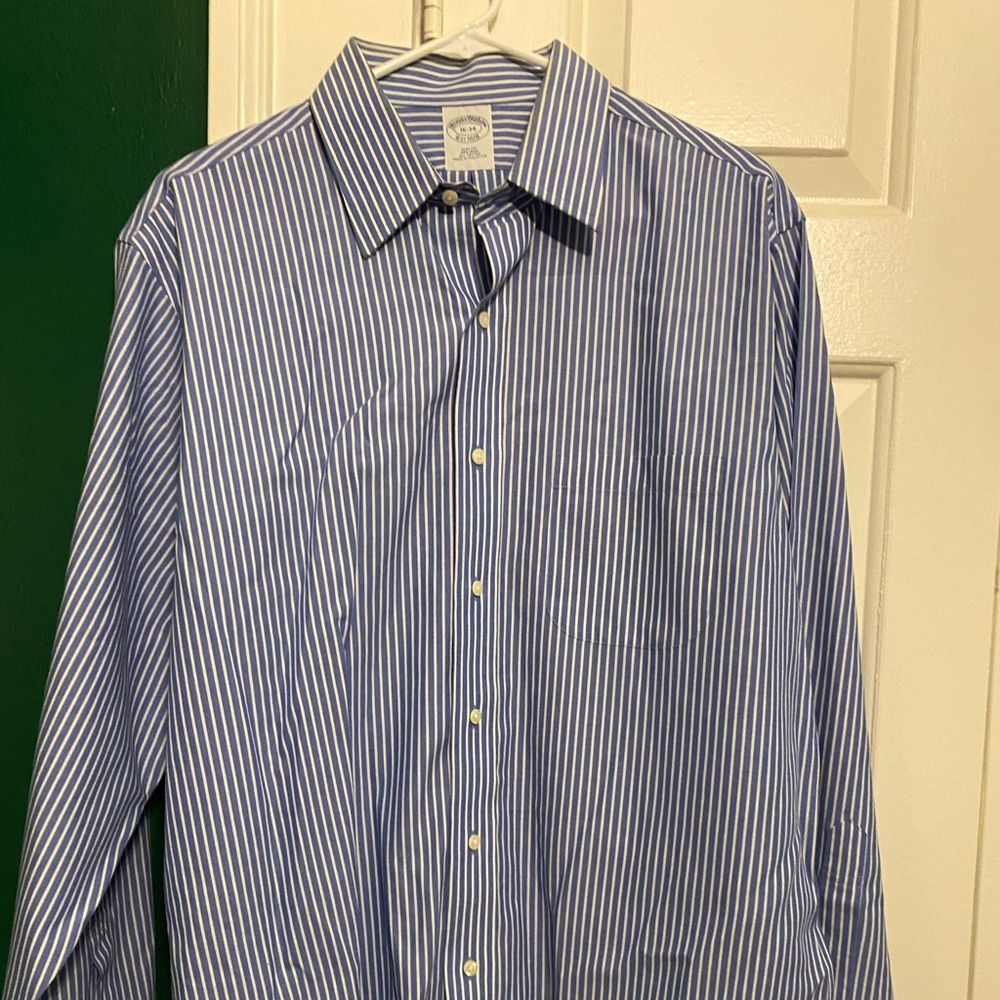 Blue with white stripe Brooks Brothers shirt